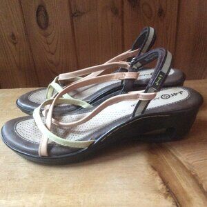 J-41 Adventure On Galaxy Leather & Vegan Low Wedge Strappy Thong Sandal Size 9M